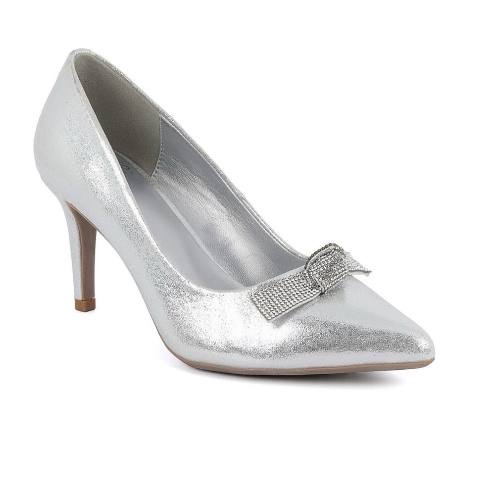 Jones New York Signature Womans High Heel Stilettoed Size 8M Silver and Sparkle